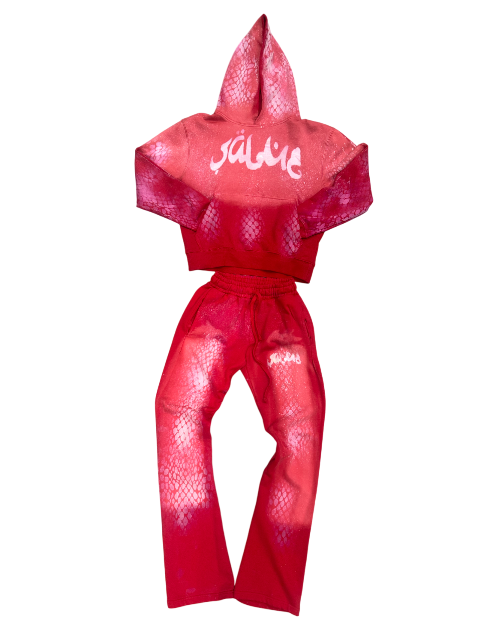 Bubble gum snake skin sweatsuit